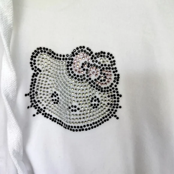 Forever 21 X Hello Kitty White Velour Cropped Hoodie with Rhinestones Rare - Picture 4 of 11